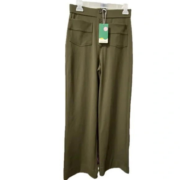 HALARA High Waisted Button Straight Leg Casual Pants In Forest Night Sz M - Picture 8 of 8
